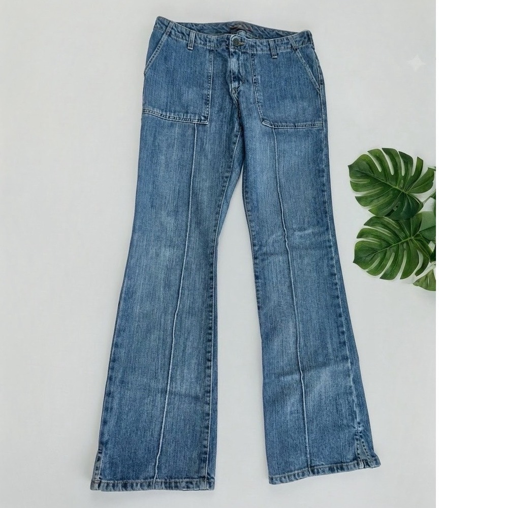 VTG Polo Jeans Co Ralph Lauren Frontier Jean Wide Side Slit Denim Y2K Size 12